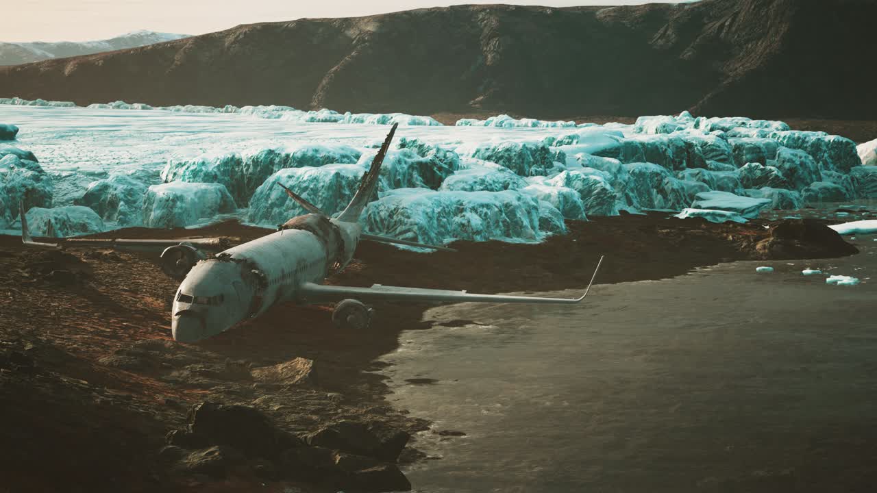 viejo avión roto en la playa de islandia