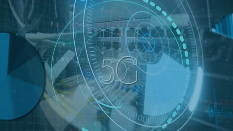 Animation-Von-5G-Und-Verarbeitungskreisen-über-Servern