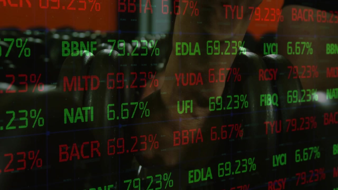 Animazione di elaborazione dati finanziari su azioni