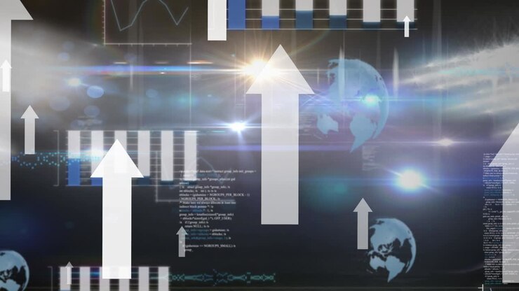 Animation of arrows and data processing over sports stadium