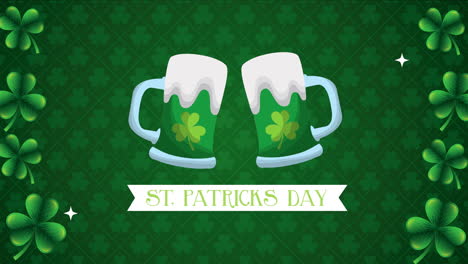 st patricks day animated card with beers and clovers