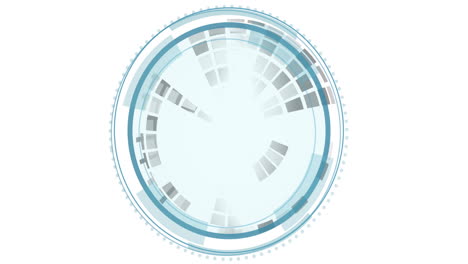 animación del texto de protección de datos sobre el procesamiento de la bola de espejo del escáner circular sobre fondo blanco