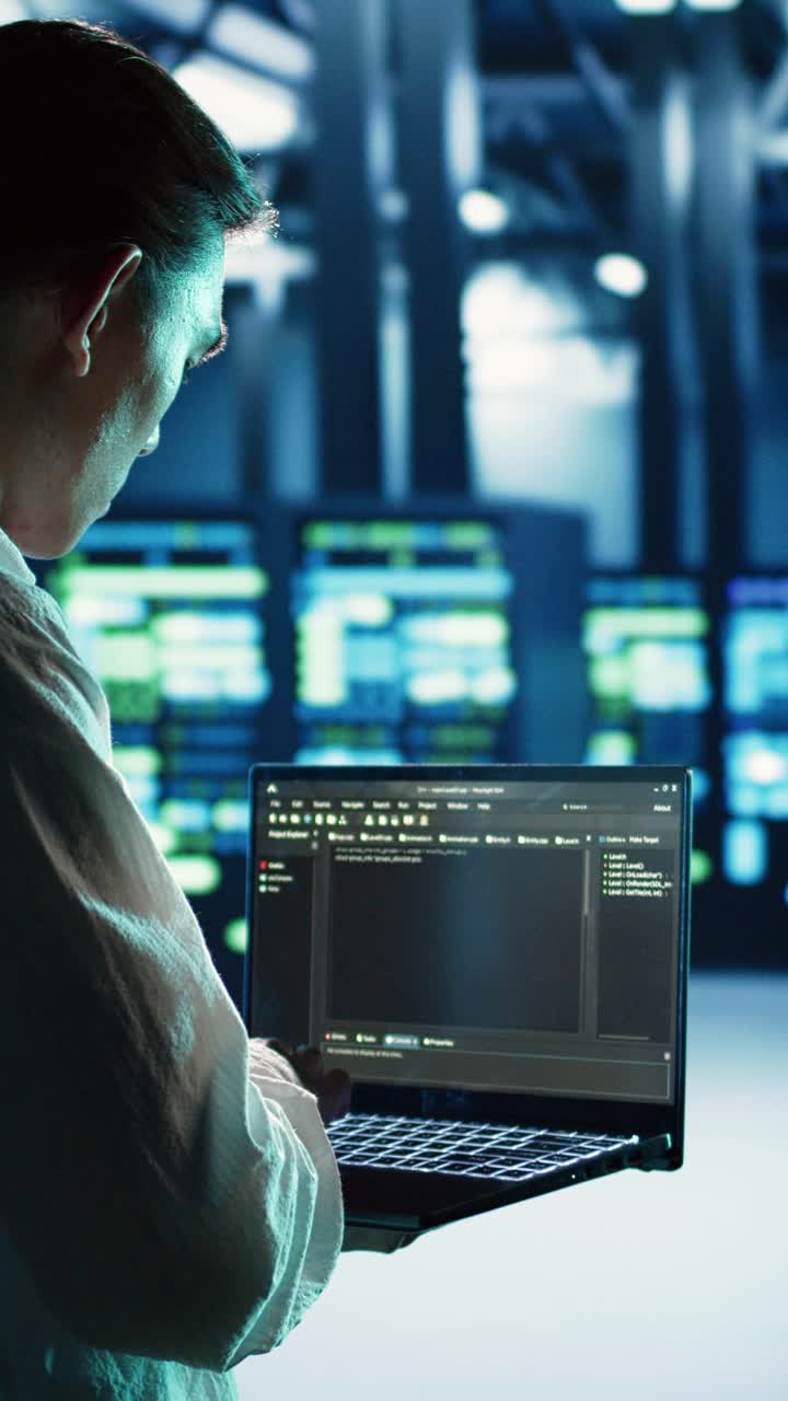 Sviluppatore di video verticali esegue codice nel data center
