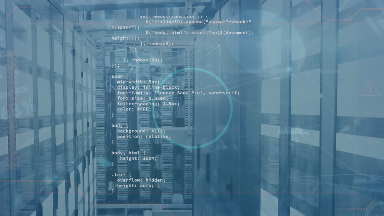 animación de formas y procesamiento de datos en la sala del servidor
