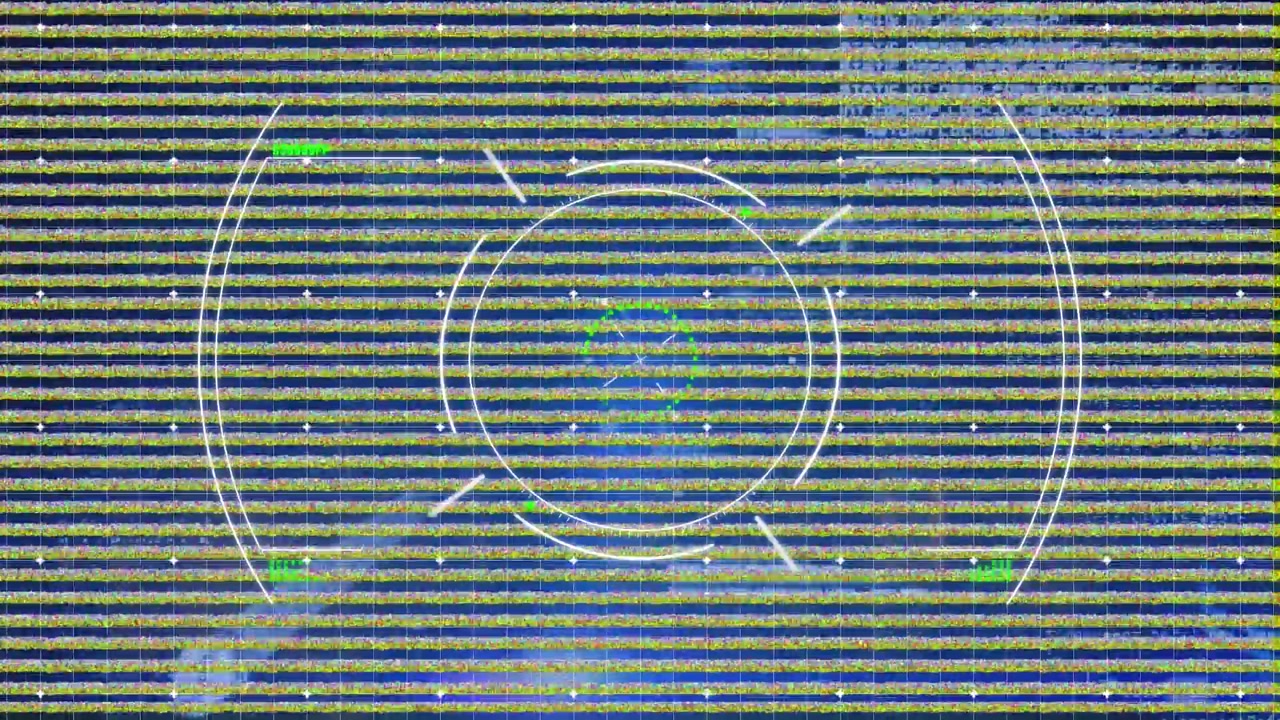 Animation of binary coding and data processing over black background