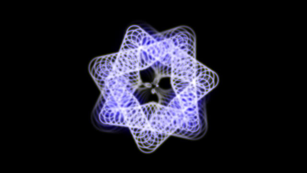 Animation of abstract geometric shapes.  A background full of imagination and creativity. The background is black. The color is purple.