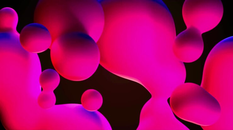 Vibrant Pink and Purple Abstract Metaballs Merging and Flowing