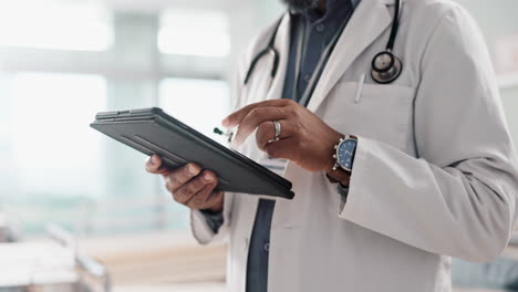 closeup, man and doctor with a tablet