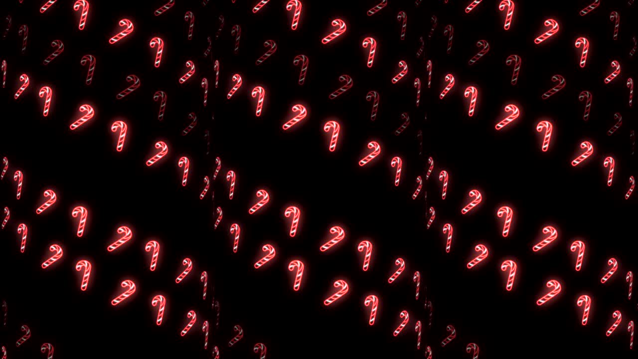 fondo de patrón de navidad de neón estroboscópico de bastón de caramelo en rojo, blanco y negro animación en bucle estroboscópica