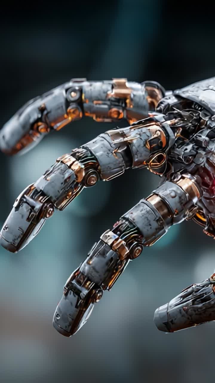 A Close-Up Exploration of a Detailed Robotic Hand: Highlighting Intricate Mechanics and Futuristic Design in Robotics and Technology