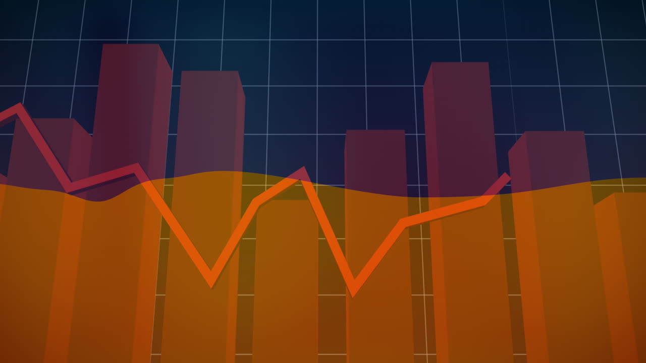 Animation of flag of ukraine over financial data processing
