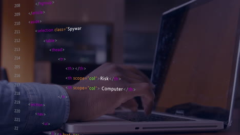 Animation of data processing over caucasian businessman using computer