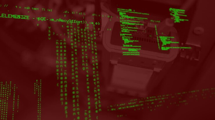 Animation of data processing against close up of a computer server