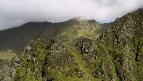 passage over a mountain in a drone in the pyrenees in ariege - france