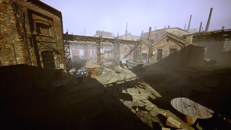 Abandoned-factory-with-concrete-ruins-in-industrial-district