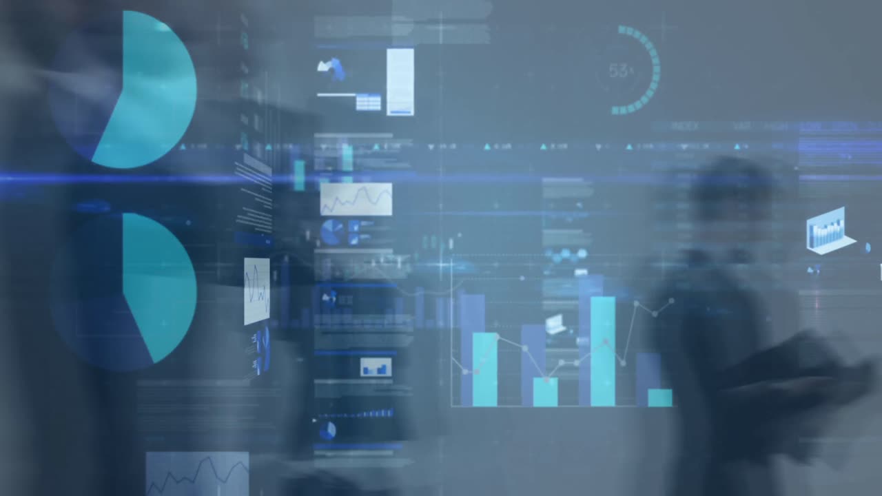 animación del procesamiento de datos financieros sobre personas de negocios