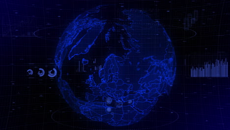 cinematic-digital-globe-rotating-video-background-showcases-zooming-in-on-Finland-country