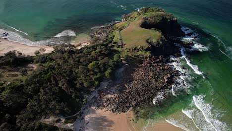 norries headland and cabarita beach in northern nsw australia - aerial drone shot