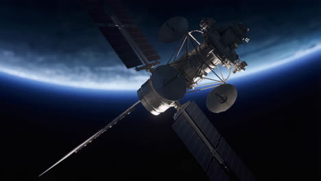 advanced satellite orbiting earth in space