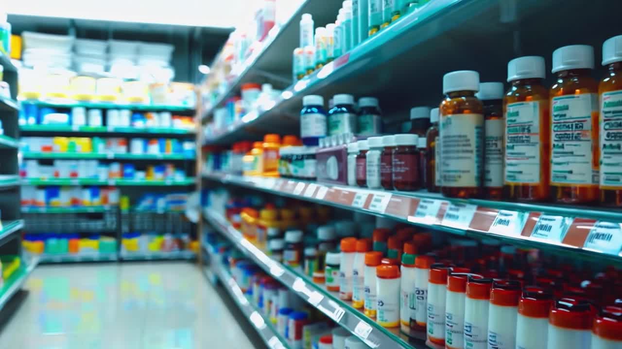 Pharmacy Shelves with Medications