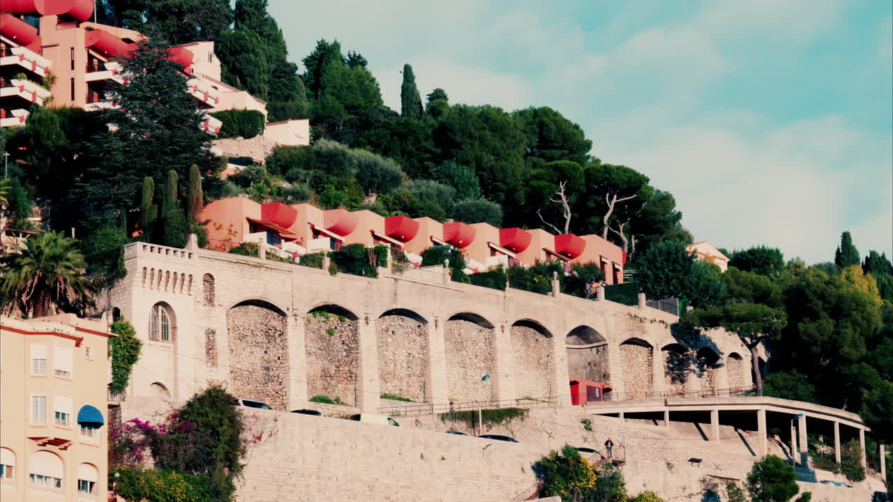 Wall of Stone Arches in Villefranche sur Mer, France