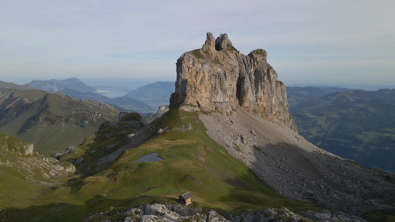 Stunning Aerial View of a Majestic Mountain Peak in the Swiss Alps