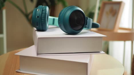 headphones on books