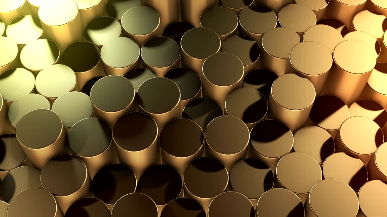 superficies de oro geométricas cilíndricas abstractas en el espacio virtual