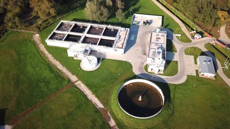 wastewater treatment plant. aerial view of a sewage treatment plant