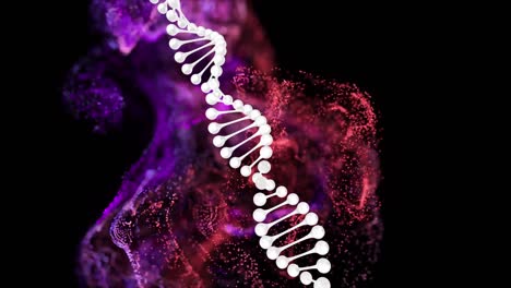 animation of dna strand and colourful trails on black background