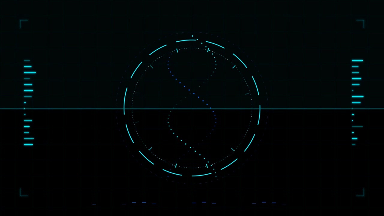 Digital DNA Helix Rotating Inside Futuristic HUD Interface
