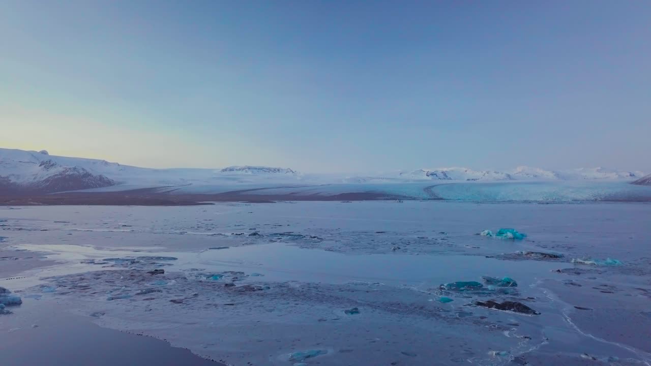 빙하 석호 선셋 공중 겨울 아이슬란드