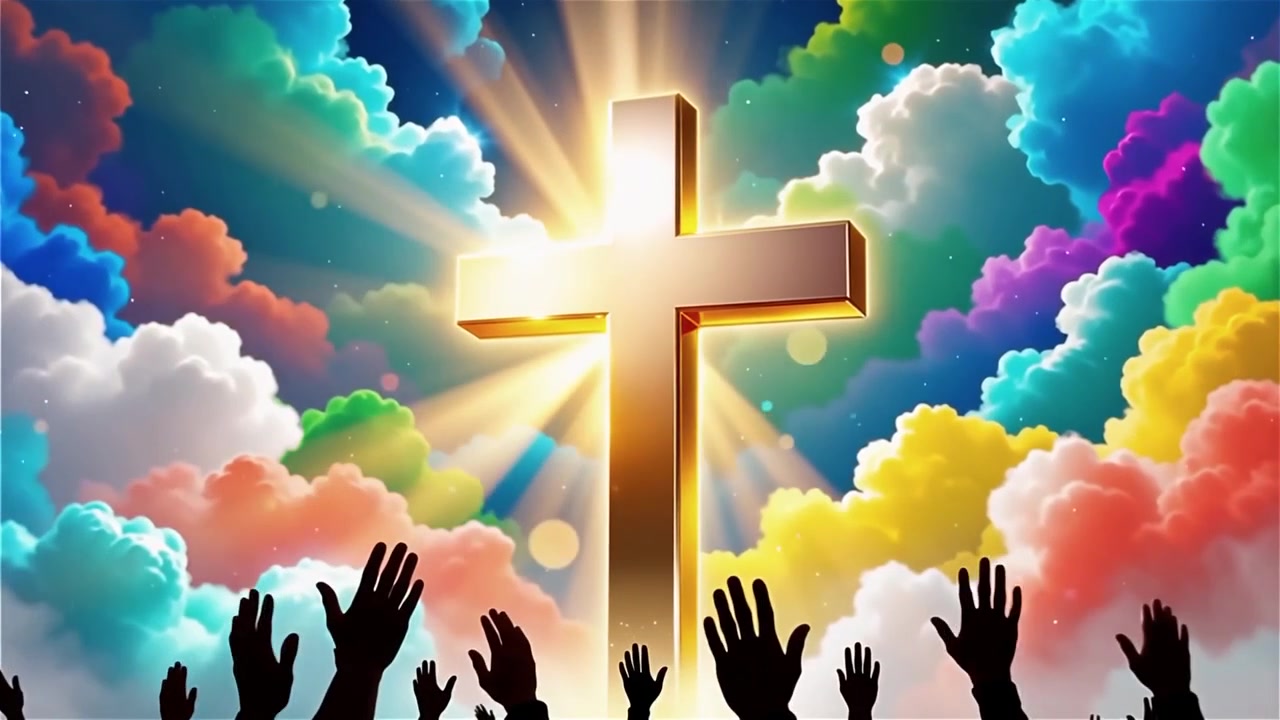 Christian Cross Heavenly Light Worship Background