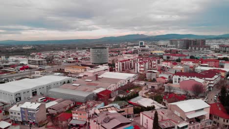 bursa city, houses and mountains, a little foggy weather, with drone