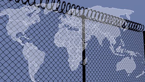 Animation-of-world-map-over-fence