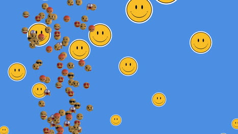 animation of emoji icons on blue background