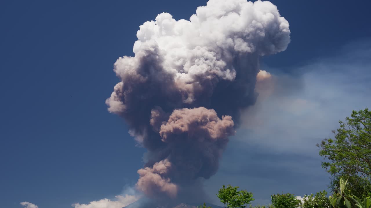 Timelaps shot of big smoke, cloud during eruption of Mt. Etna, Volcano in Sicily, Italy