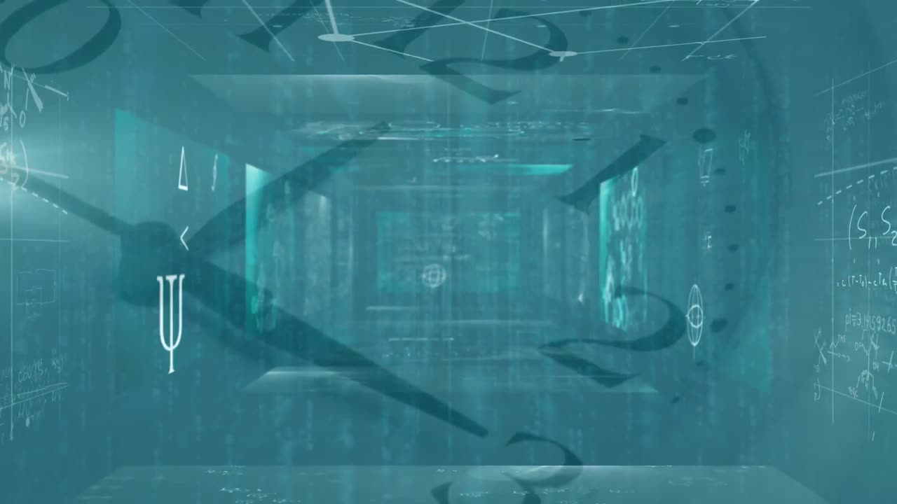 수학 방정식과 기호는 시계의 타이킹에 대항합니다.