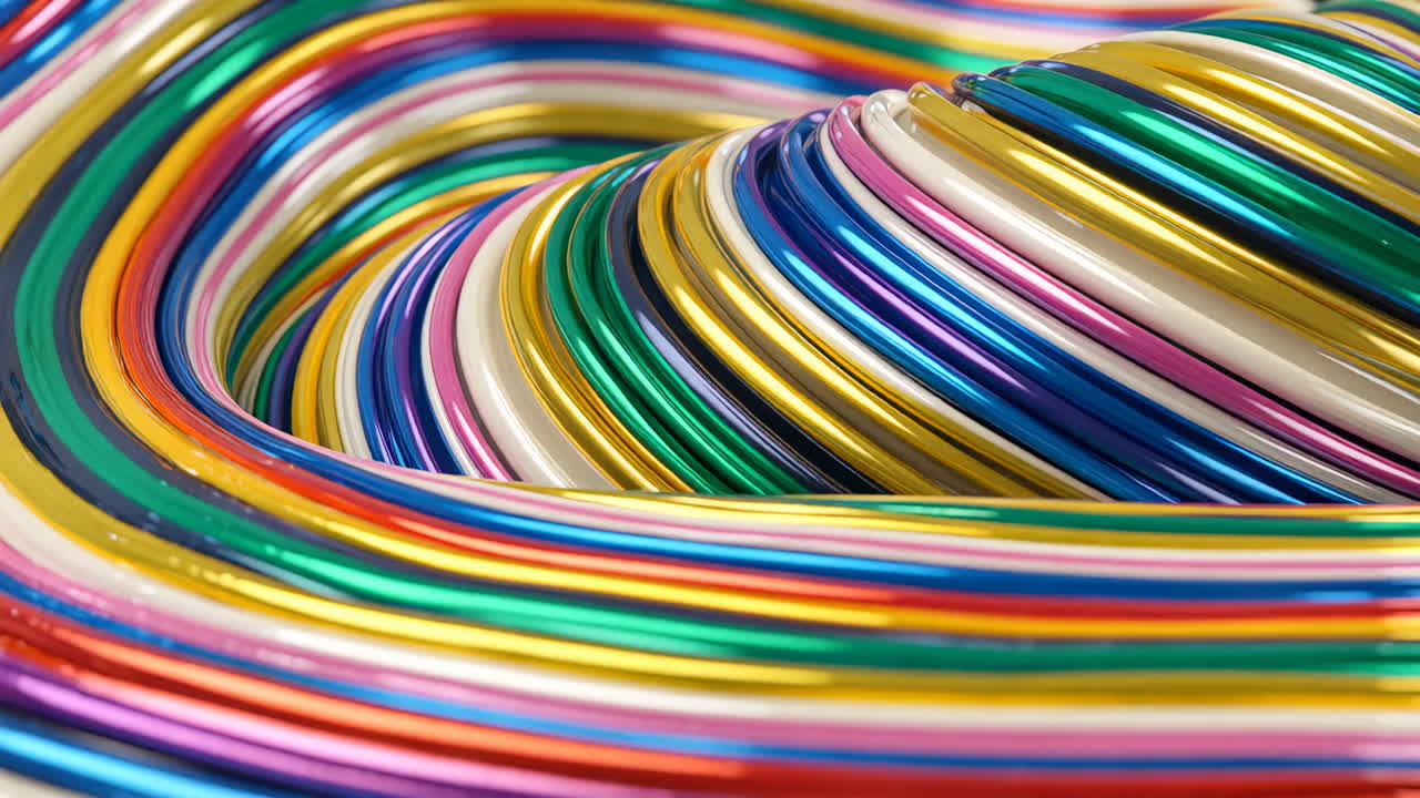 Vibrant Abstract Swirl of Metallic Colorful Lines