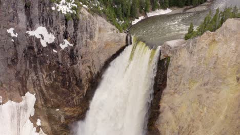 aerial 4k footage of yellowstone falls in yellowstone national park, wyoming, usa