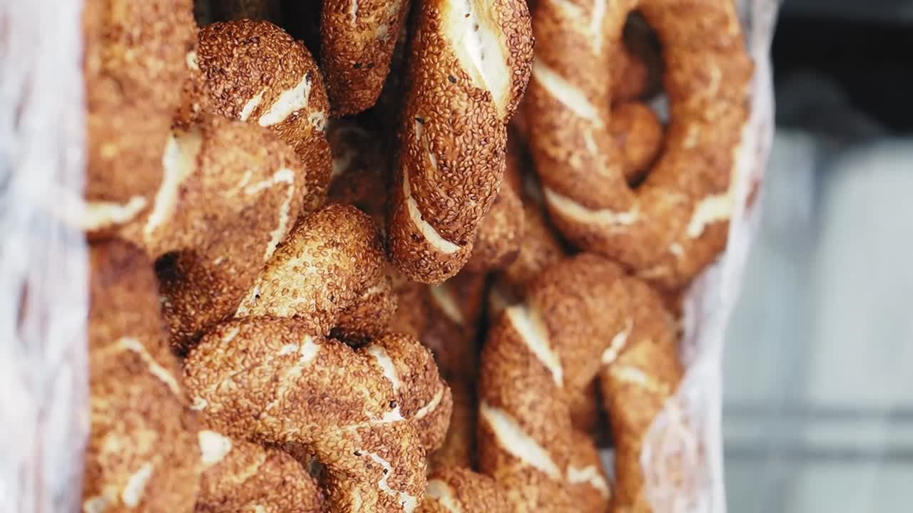 Pile of Sesame Seed Bagels