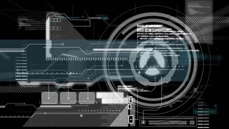 Animación-Del-Procesamiento-De-Datos-Con-Escaneo-De-Alcance-Sobre-Fondo-Negro