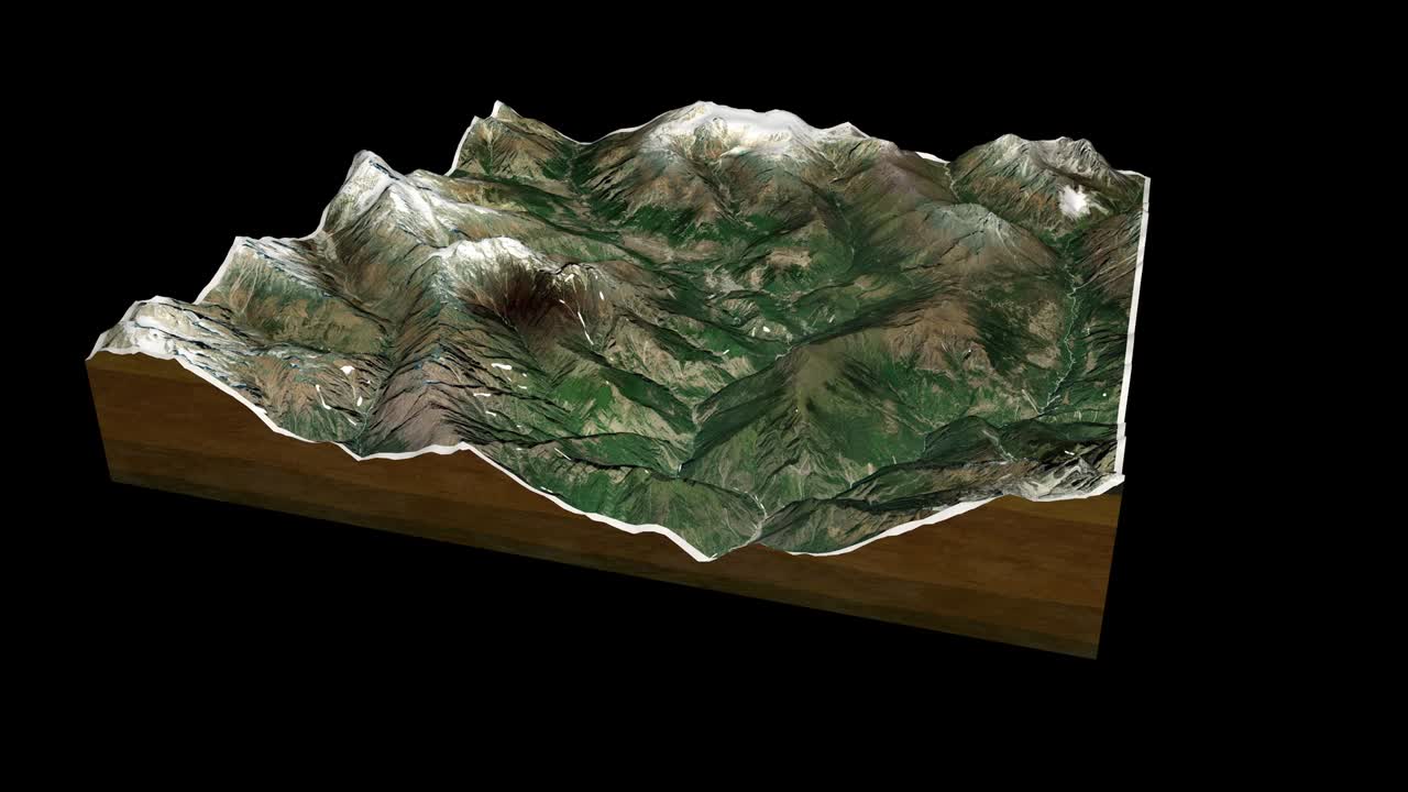 히말라야 지도 3d 렌더링 360도 루프 애니메이션