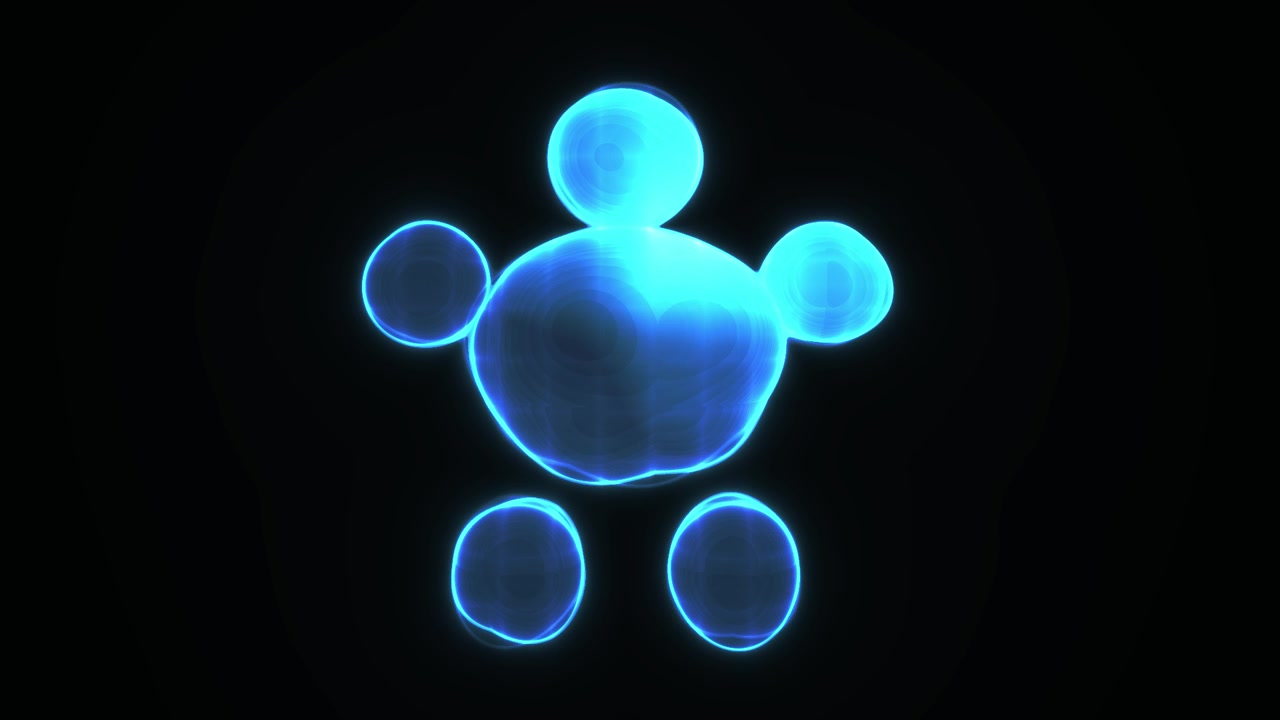 Abstract Blue Glowing Fluid Shapes Morphing on Black Background