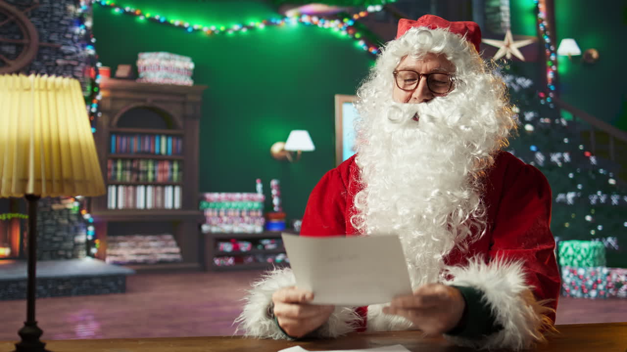 산타클로스가 크리스마스 편지를 읽는 것