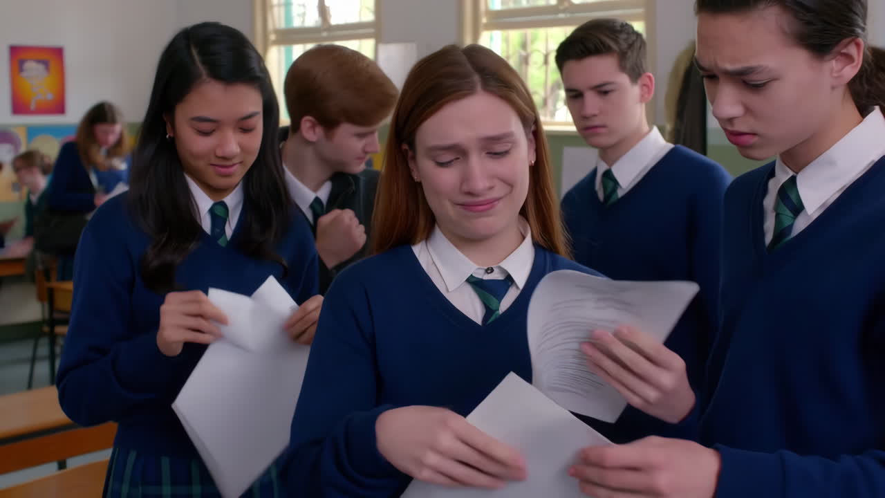 Students Reacting to Documents in a Classroom