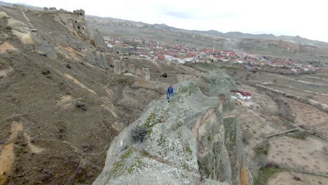 Enjoy-FPV-view-of-Cappadocian-rocks,-Turkey
