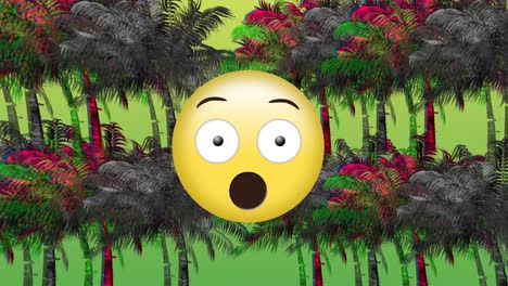 emoji sorprendidos y palmeras