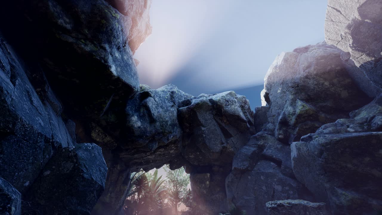 luz del sol dentro de una cueva misteriosa