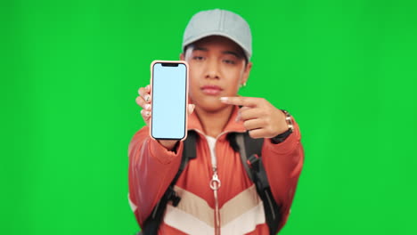 Green-screen-phone,-thumbs-down